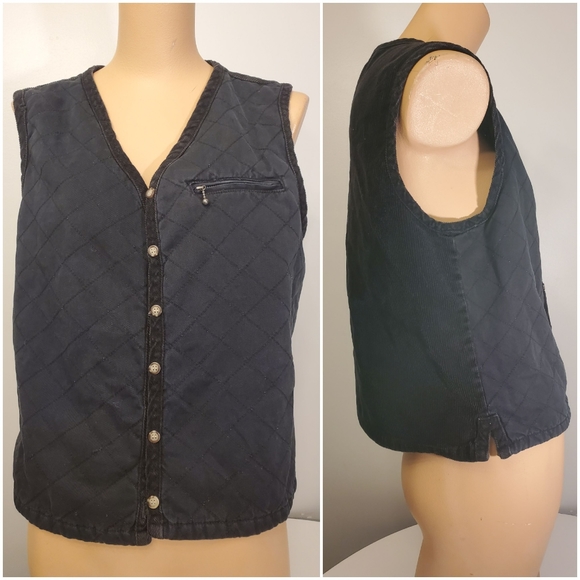 Gloria Vanderbilt Jackets & Blazers - Gloria Vanderbilt Black Corduroy & Quilted Vest